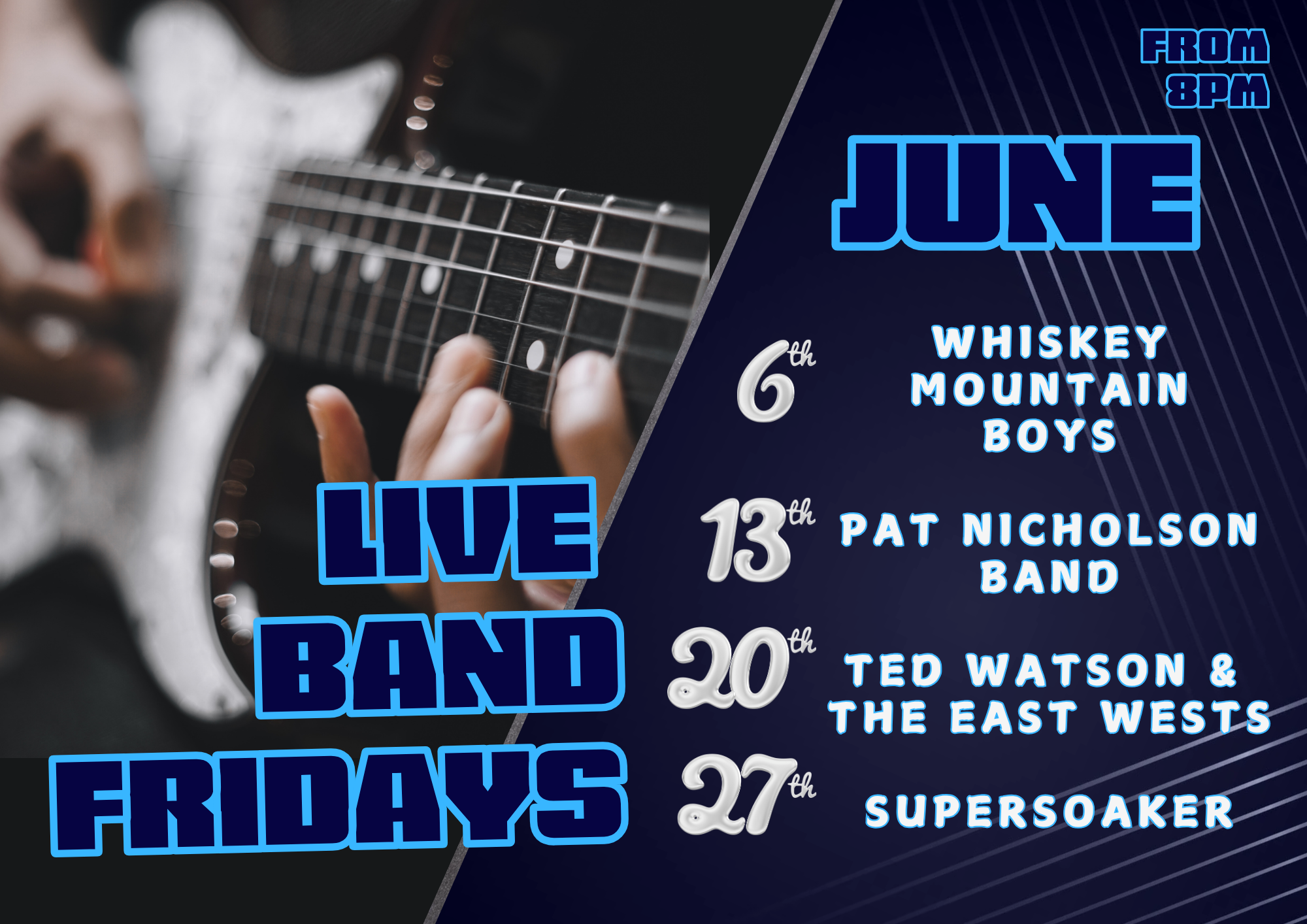 Live Band Fridays 2025 Poster (A3 Landscape)